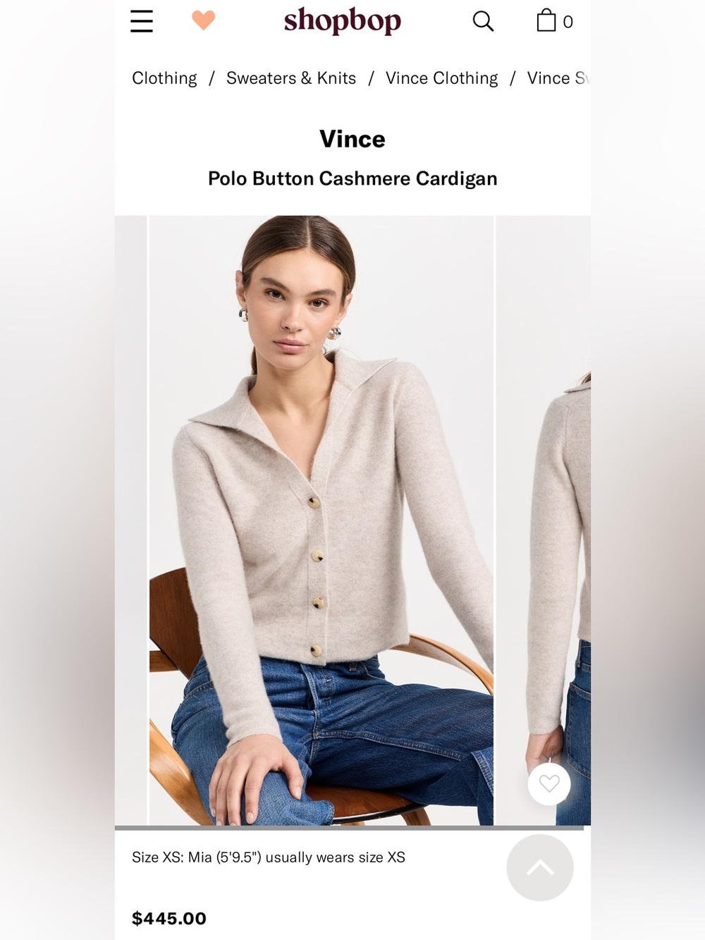 Vince Luxury $445 Polo Button 100% Cashmere Sweater Cardigan Cream Oatmeal